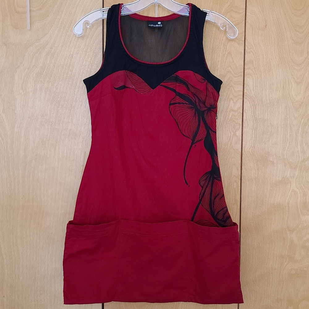 Goth Schwiing red dress tunic sleeveless pockets size xs